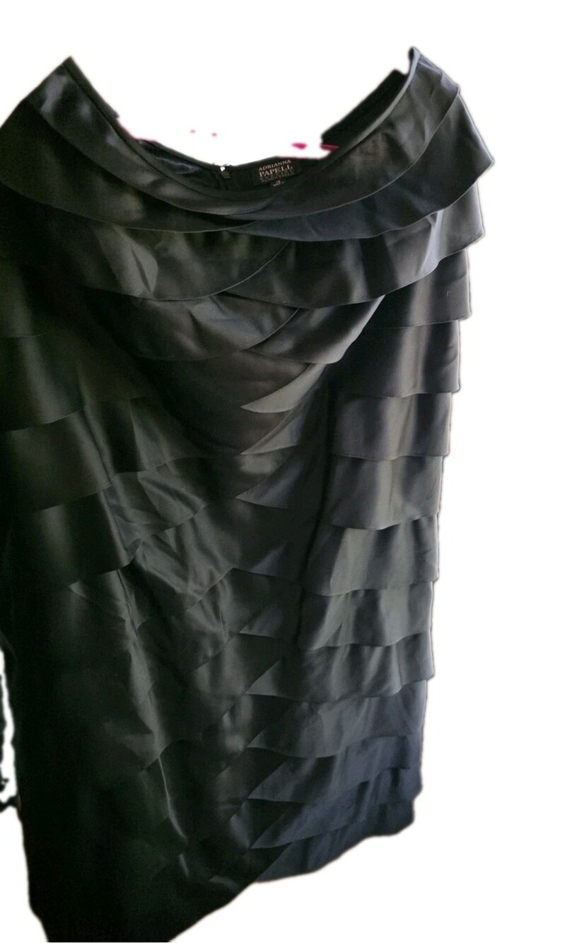 Adrianna Papell Evening Wear Black Tiered Ruffle Skirt Size 14 Formal